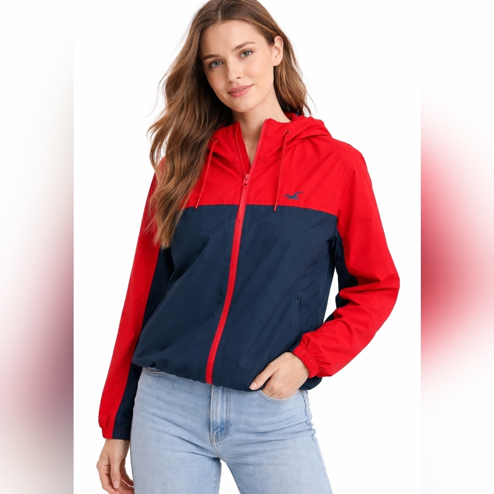 Hollister Red and Navy Bomber Jacket